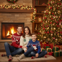 Christmas Tree Fireplace - Family of 3