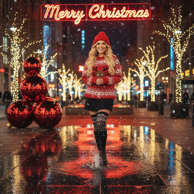 City Fountain – Festive Night Reflections