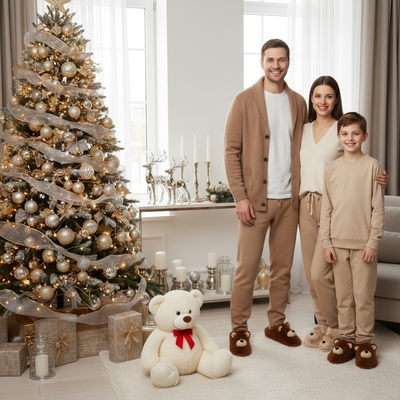 Cozy Camel-Toned Lounge Portrait