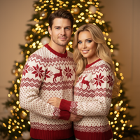 Cozy Christmas Embrace – Red Sweaters & Tree Lights