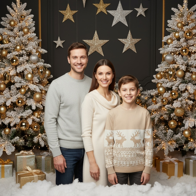 Gold & White Modern Family Portrait