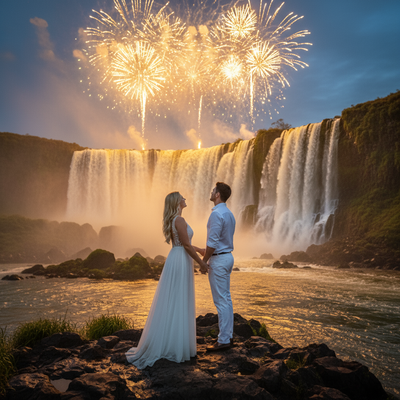 New Year Fireworks – Brazilian Waterfall Glow