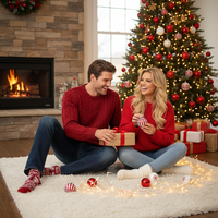 Playful Red Sweater Moment
