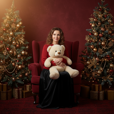 Red Harmony – Woman with Teddy Bear