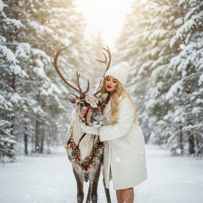 Reindeer Hug in the Snow