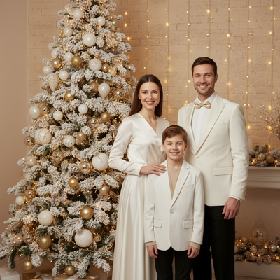 White Elegance by the Christmas Tree